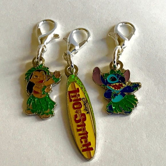 Disney Lilo & Stitch Charm Lot Clip-On Retired RARE Aulani Resort Hawaii Ohana - Picture 2 of 6